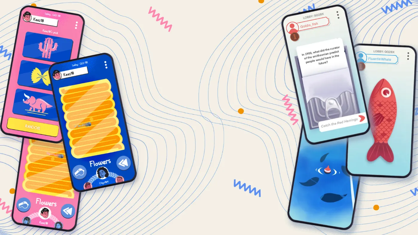 Sounds Fishy and Tilt ’n’ Shout app screens